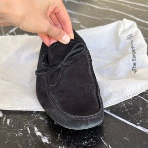 Tod's Black Suede Driving Moccasins with Lace Tie